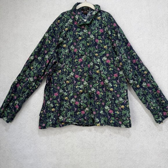 J Crew Shirt Womens Small Blue Floral Button Up Long Sleeve Pajama Top Garden - Picture 1 of 8